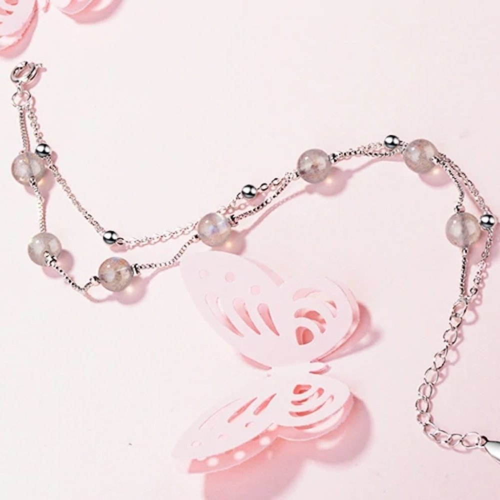 NEW 925 Sterling Silver Layered Moonstone Bracelet - Picture 4 of 11
